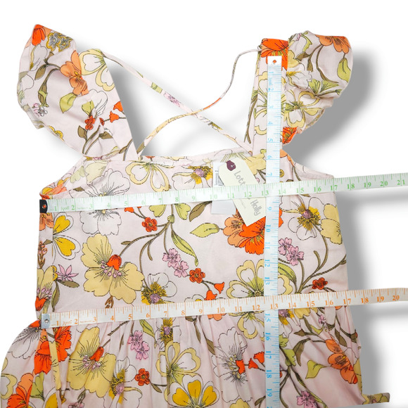 NWT B.O.G. Lottie & Holly Floral Tiered Mini Dress Sz. M [8-10] Pink Orange - Picture 5 of 7